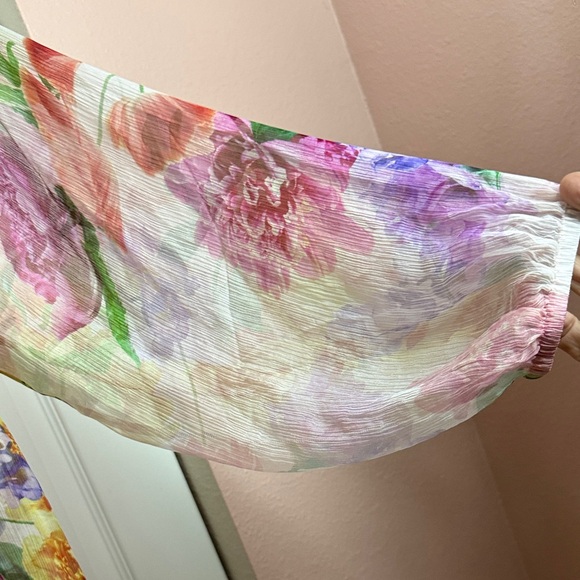 Johnny Was 100% Silk Floral Tunic Blouse 1X Boho Sheer Peasant Top - Picture 5 of 9